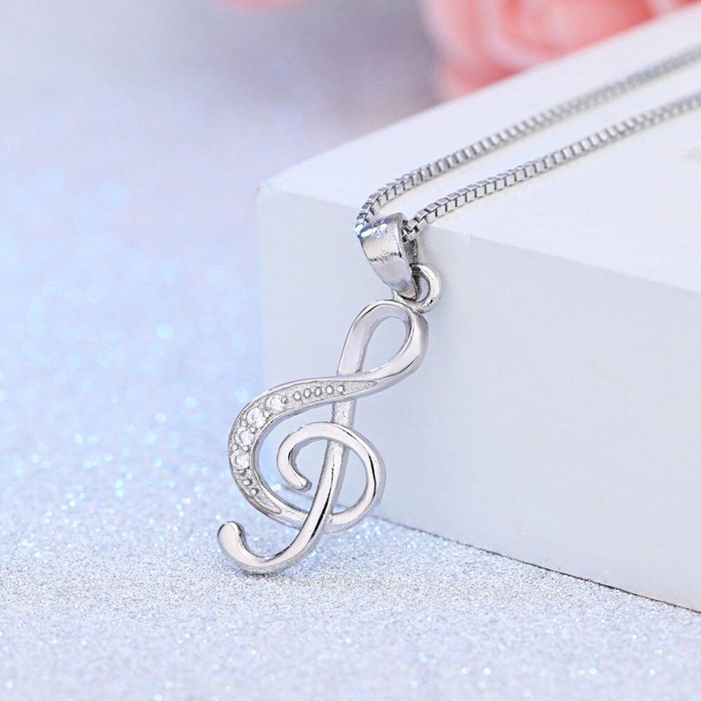 Neue 925 Sterling Silber Frauen Halsketten Mode Liebe Rhythmus Notizen Anhänger Hohe Qualität Zirkon Schlüsselbein Kette Schmuck Länge 45CM