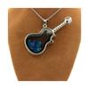 Necklace - Stones and Minerals - Neon Blue Apatite - Guitar Pendant - Stainless Steel - Unisex