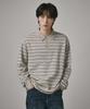 Beodeonteu Hairy Stripe Collar Knit [Light Brown]