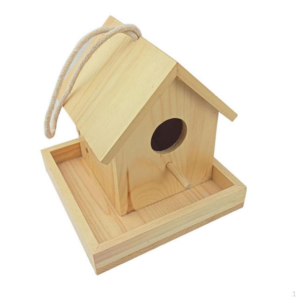 Birdhouse with Perch Wood Hanging Sloped Roof Wooden Bird House for Gardeners, Birds,