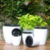 Self Watering Plastic Planter with Inner Pots White Modern Plastic Flower Planter Pots Indoor Plant Pots for Succulents Orchid