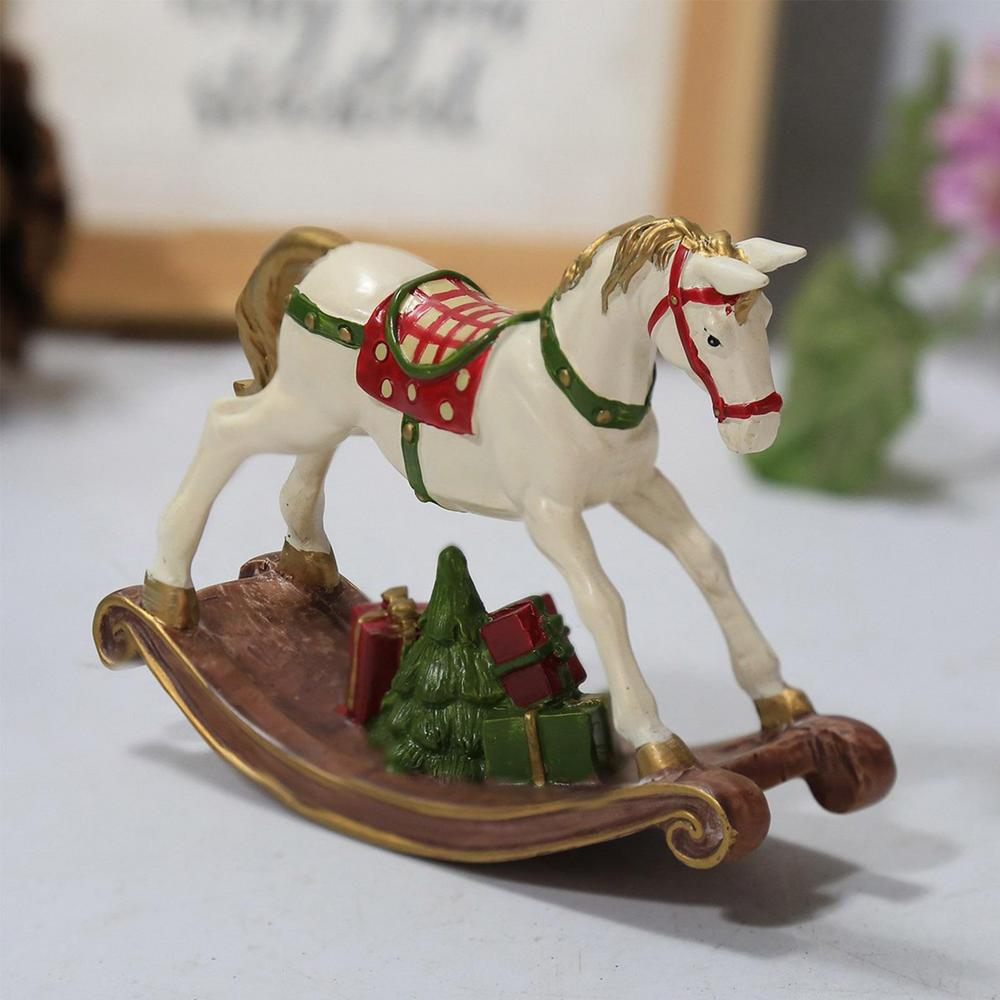 Resin Statue Christmas Rocking Horse Nordics Abstract Ornaments For Figurines Interior Sculpture Room Home Decor
