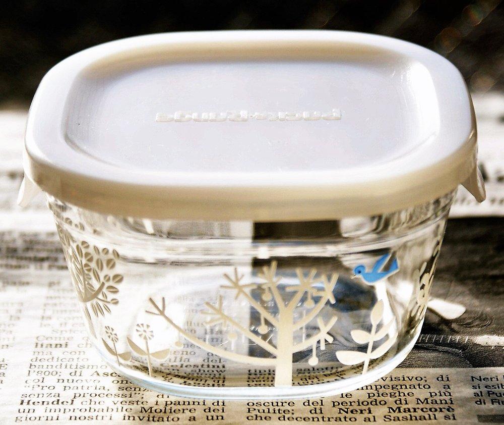 Iwaki Shinji Kato Petit Bois Glass Storage Set of Pack Heat-Resistant Containers, 4, & Microwave, PS-PRNSNC41