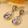 French Vintage Teardrop Abalone Shell Earrings: High-End Light Luxury Fashion Accessory