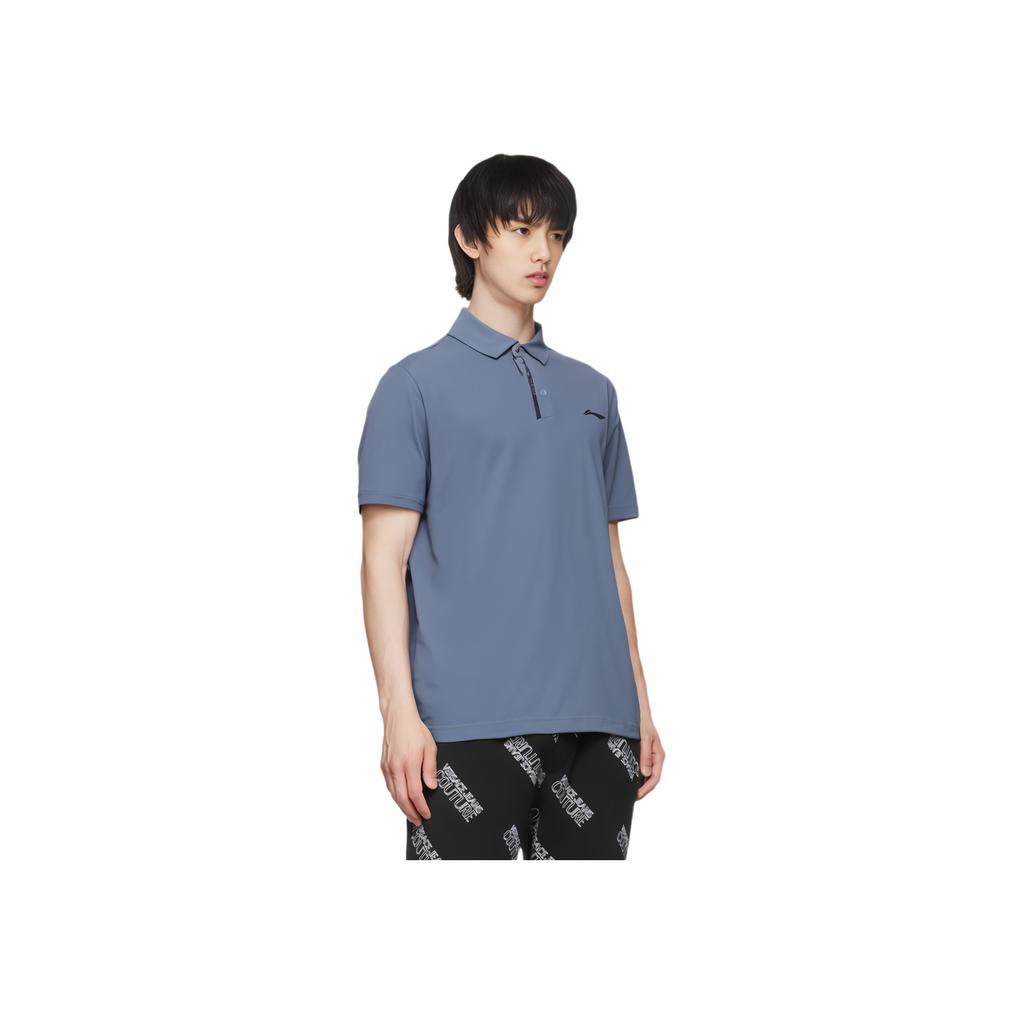 Li Ning Plain Pullover Sports Polo Shirt Men tops Dust-Blue APLU119-3