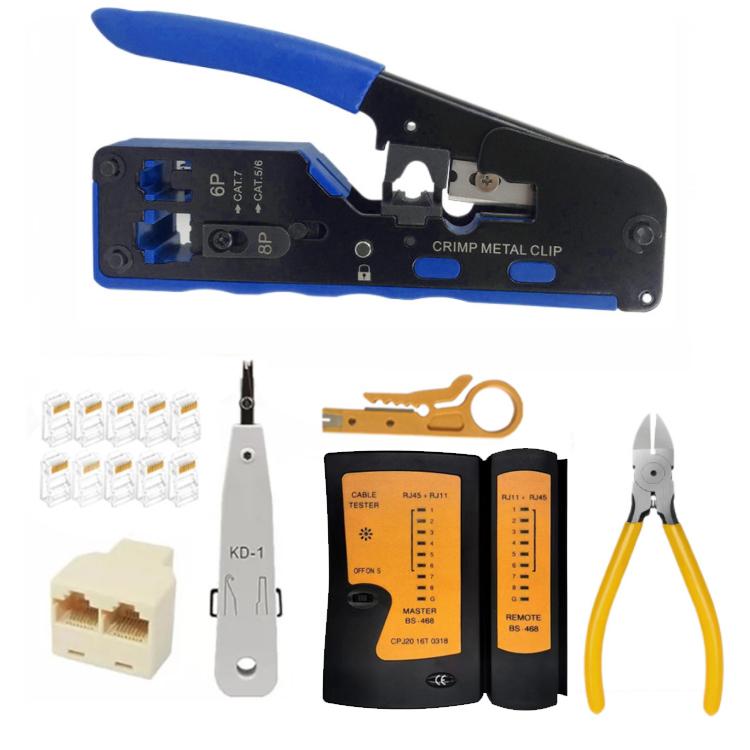 Multifunctional 6P 8P Wire Cable Crimper Stripper Cutter Pliers Network Cat5e Cat6 Cat7 Rj45 Pass EZ Crimping Tool Novelty Gift