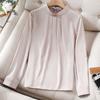 White Standing Collar Top Women's New Long Sleeve Bottoming Blouse Autumn Winter Professional Shirt