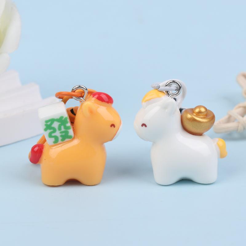 2026 Chinese  Year Mascot Horse Resin Keychain Decor Cartoon Cute Year Of The Horse Keyring Bag Pendant Gifts Accessory