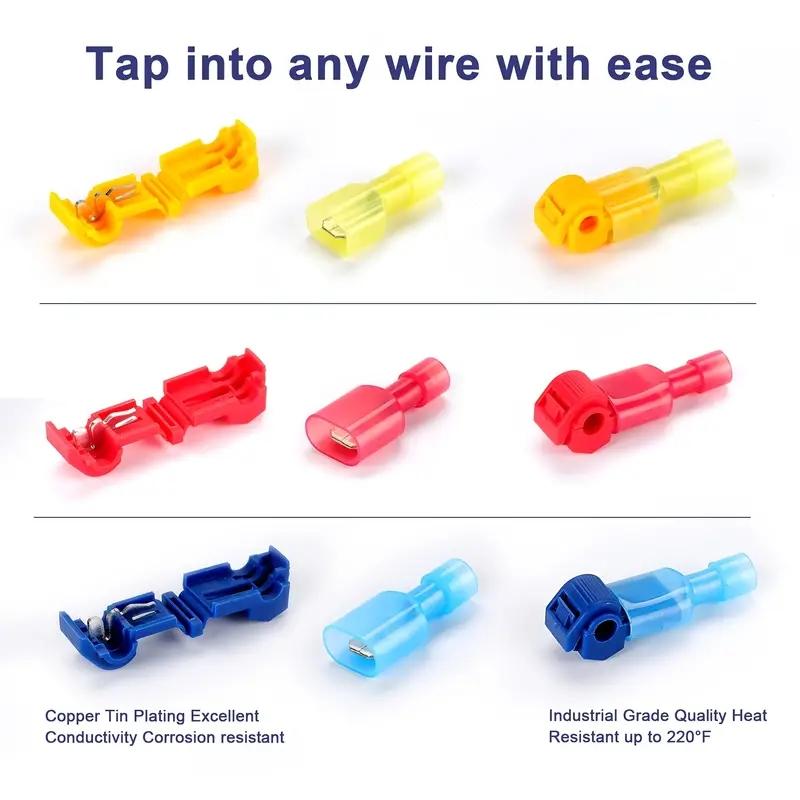 50pairs T Tap Wire Connectors 22-10 AWG Quick Splice Wire Connectors Quick Splice Wire Terminals T-Tap Self-stripping