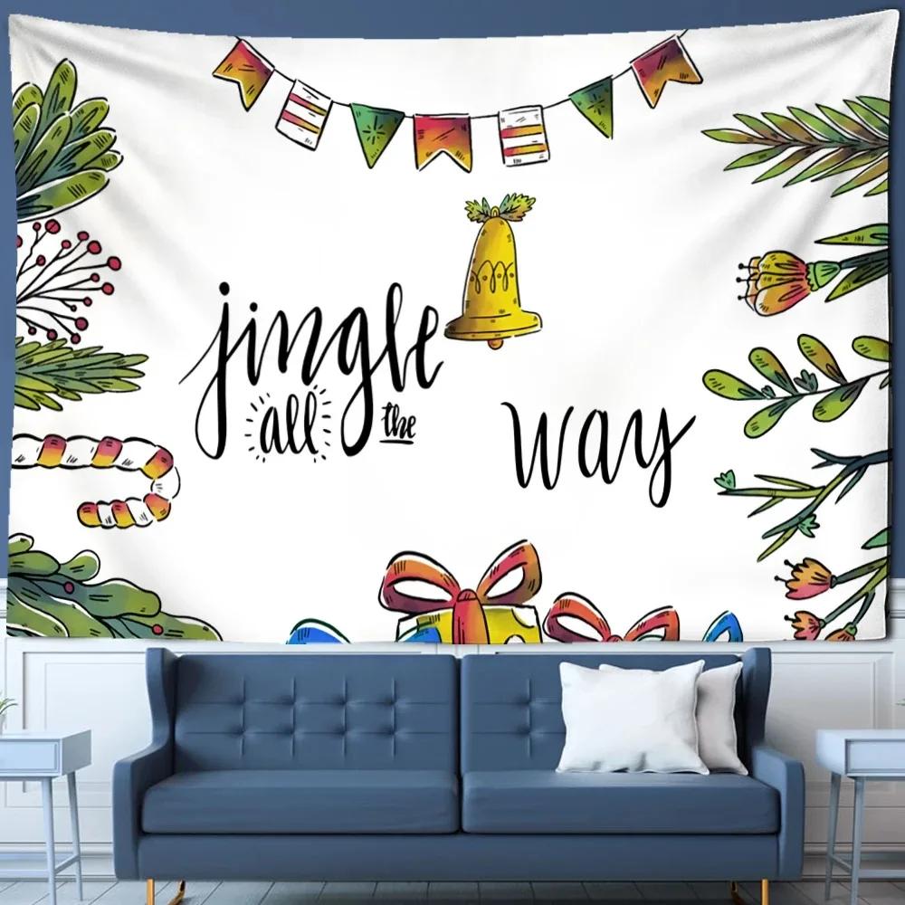 

Рождественский гобелен с мультяшным узором для спальни, гостиной, домашнее украшение для стен 100x75cm