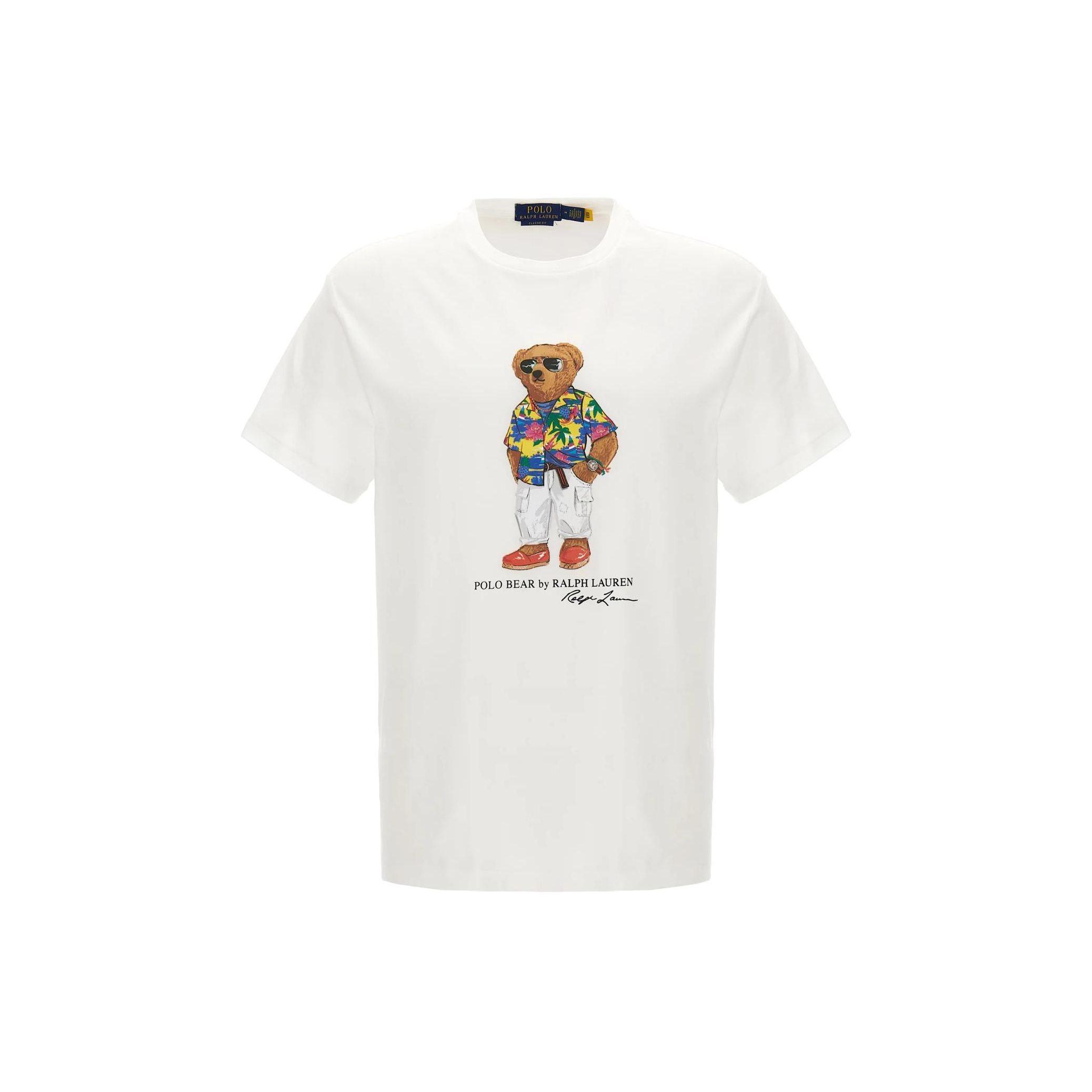 

Polo Ralph Lauren Animal Pattern Printed Crew Neck Short Sleeve T Shirt Men Tops White 710854497-032 L
