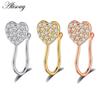 Alisouy 1pc Zirconia Fake Piercing Clip Nose Ring Body Jewelry for Women Ear Cuffs Heart Cross Star Leaf Flowers Clip Nose Rings