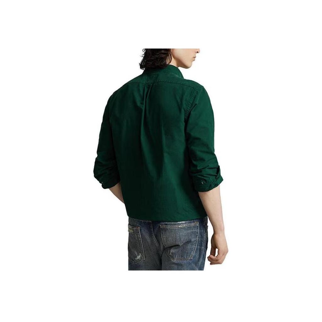 Polo Ralph Lauren Solid Color Logo Embroidered Long Sleeve Shirt Men shirts Green 710798540003