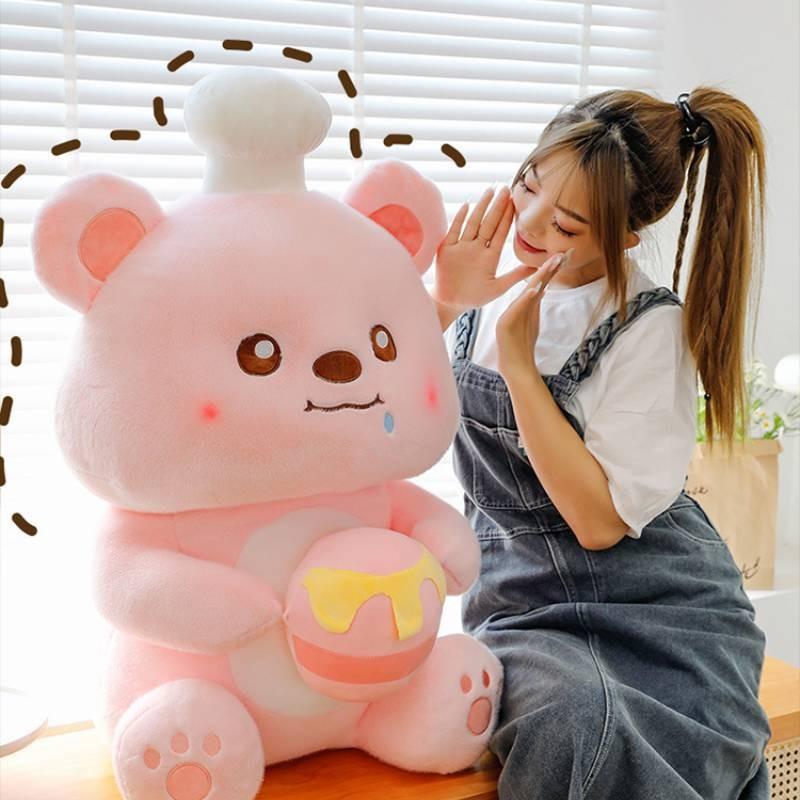 Plush Bear Toy Chef Honey Pot Bear Cartoon Animals Fill Doll Xmas Gifts Garnish