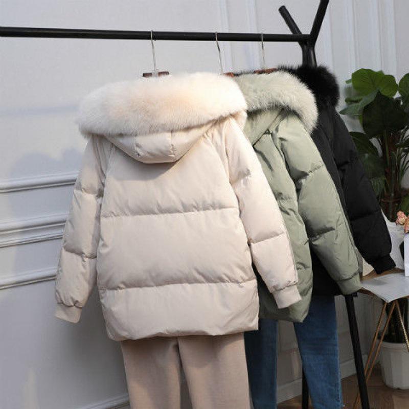 Women's Short Down Jacket with Large Fur Collar, 2024 Petite Slimming Style, Clearance Sale