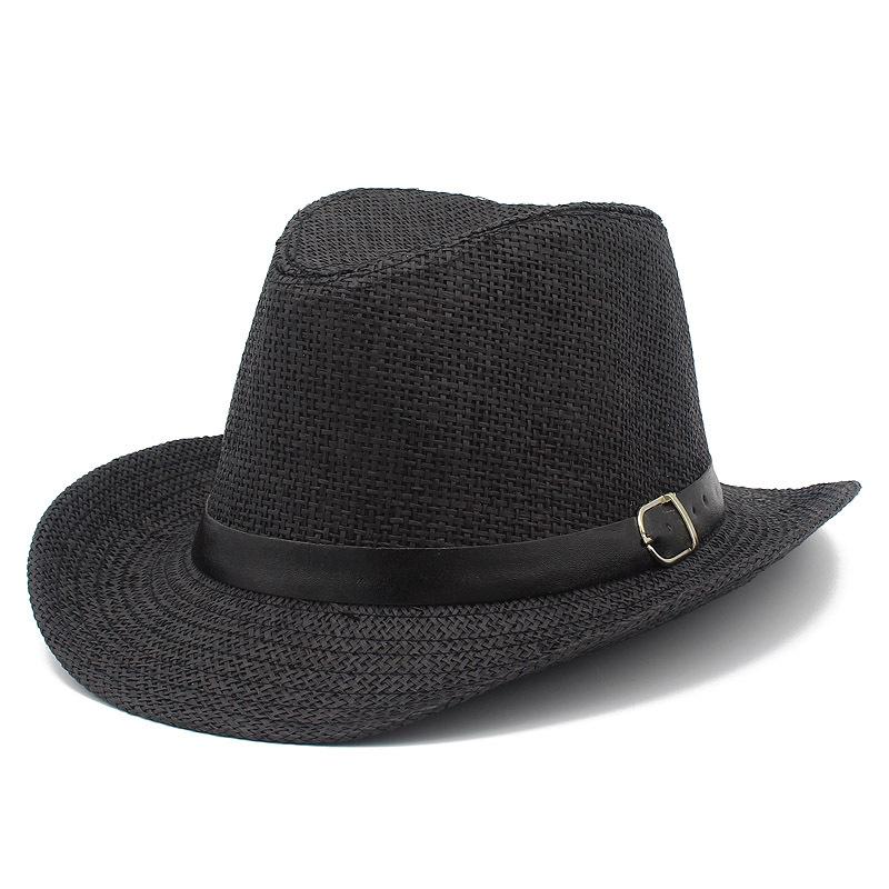 Men and Women Summer Big Roll Along Straw Top Hat Western Cowboy Sunscreen Beach Hat British Jazz Hat