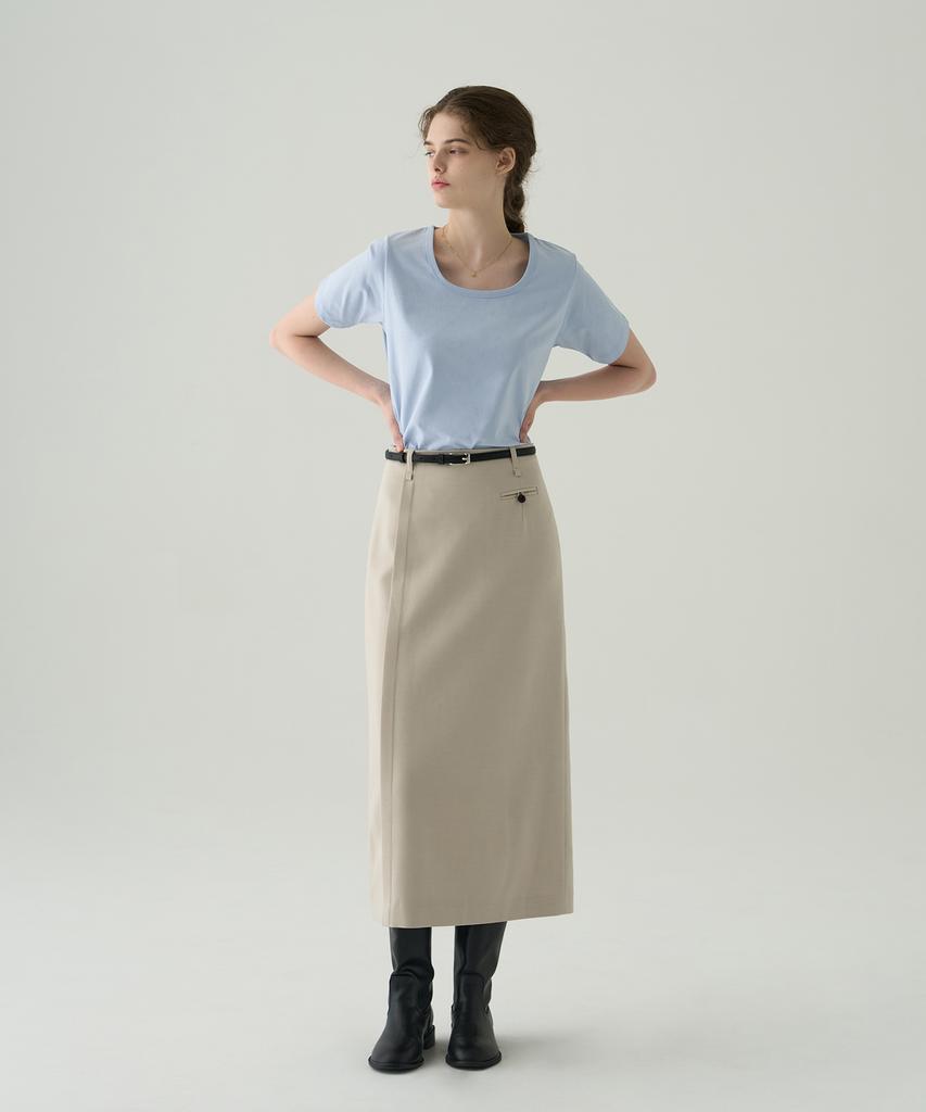 Deuloupisumeon Supima Silket U-Neck Short Sleeve T-Shirt [Sky Blue]