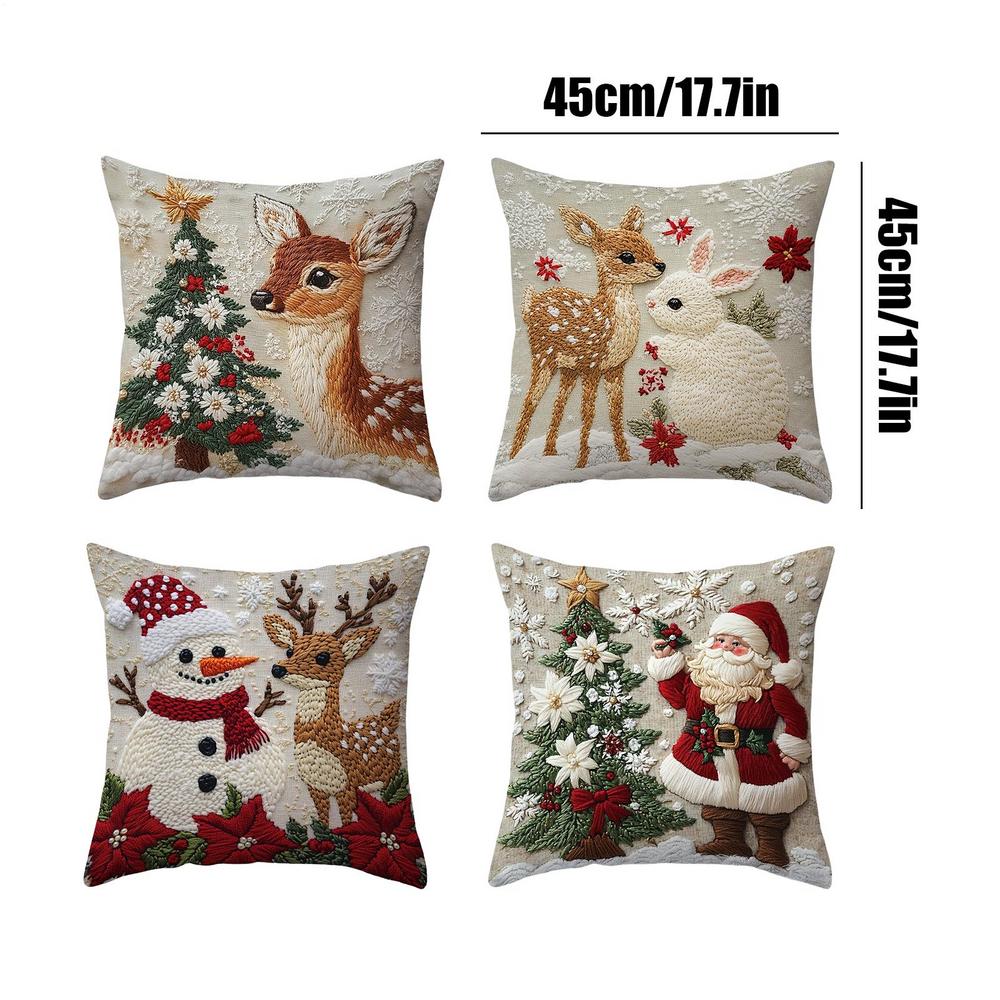 

45cm Christmas Pillowcase Cartoon Santa Snowman Elk Sofa Cushion Cover Home Bed Car Decor Merry Christmas 2025