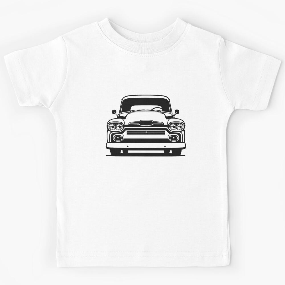 1958 Chevy Apache Front View Vintage Line Art for Classic Truck Fans Kids T-Shirt 100