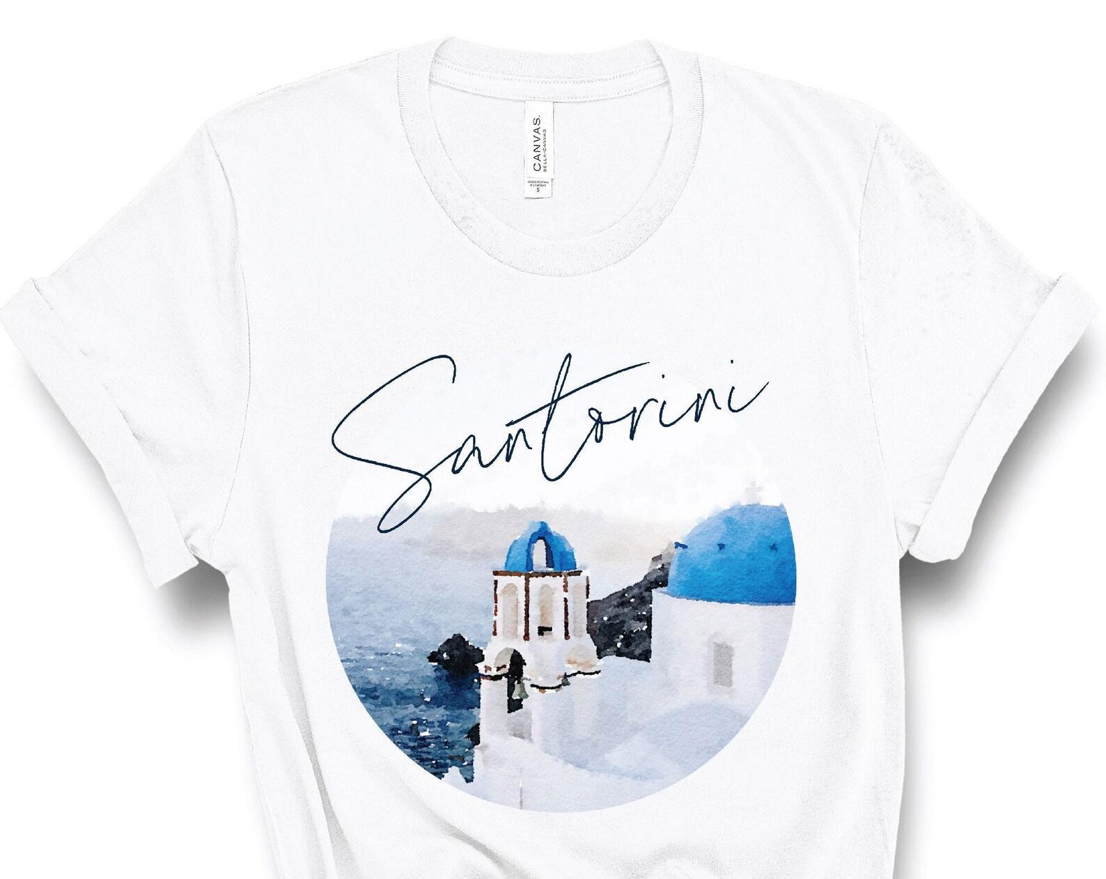 Santorini Greece T-Shirt Santorini Tee Souvenir Gift for her Greece Shirt Greek Islands Tee Santorini Honeymoon Shirt Summer Tee S
