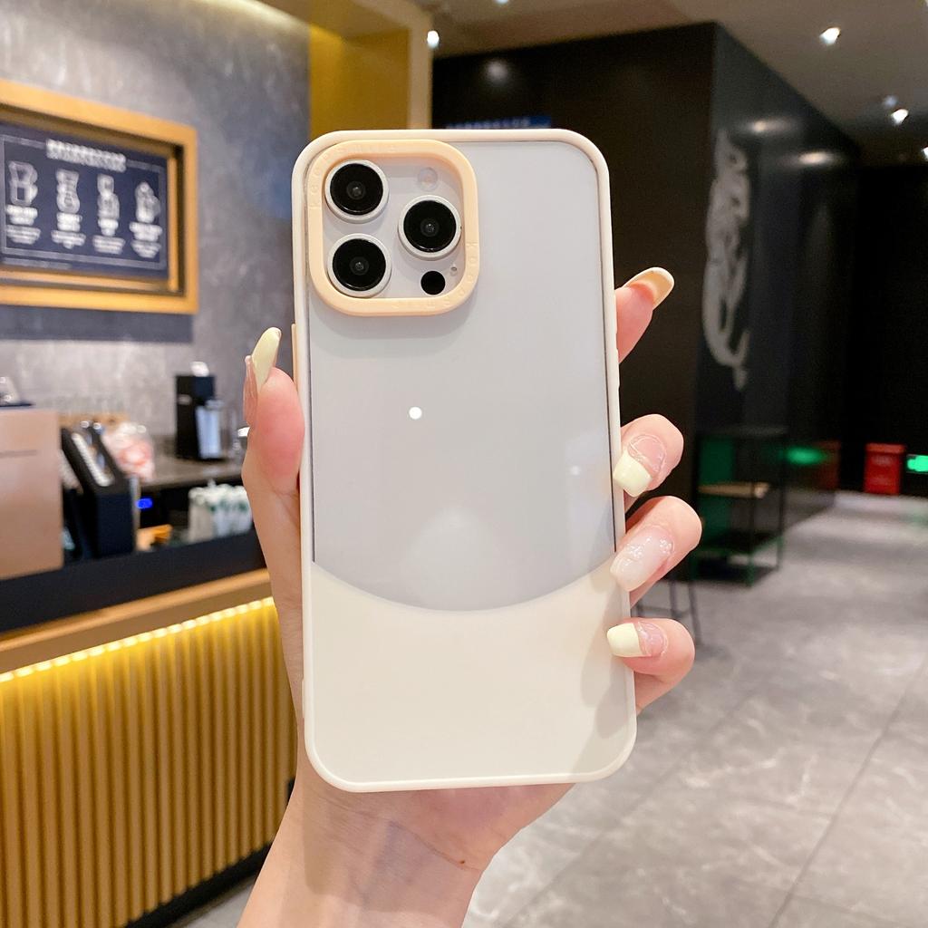 Applicable To Apple 16promax Candy Contrasting Color Splicing Mobile Phone Case IPhone 15 Large Hole Acrylic Anti-fall Hard Shell