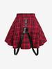 Rosegal Plus Size Plaid Print Moon Zipper Suspender Skirt