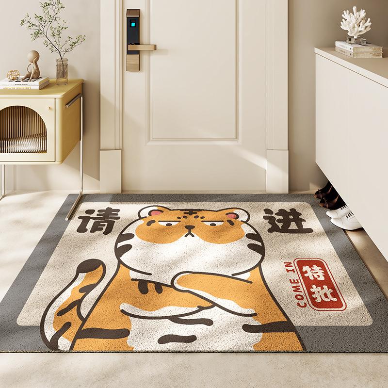 

Коврик с рисунком сиба-ину для входной двери, шелковый коврик из ПВХ, нескользящий коврик для прихожей, песчаный коврик для удаления пыли 45*75cm