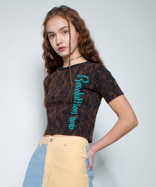 Fake Mama Revolution Water Dye Crop Top [Black] Sable