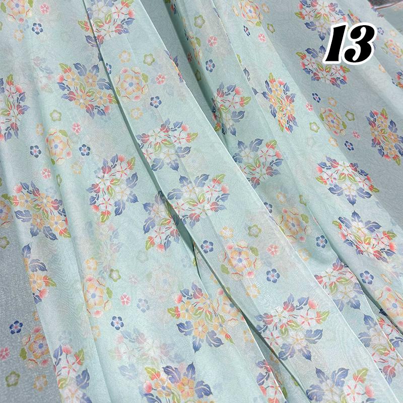 100*150cm Tecido Chiffon Floral Estilo Chinês Grupo de Chá Estampa Floral Tecido DIY Vestido Hanfu Fantasia de Dança de Casamento Decoração