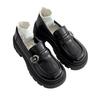 Black French Retro Thick Heel Platform Small Leather Shoes Women's 2025 New Autumn and Winter British Style One-pedal Loafers