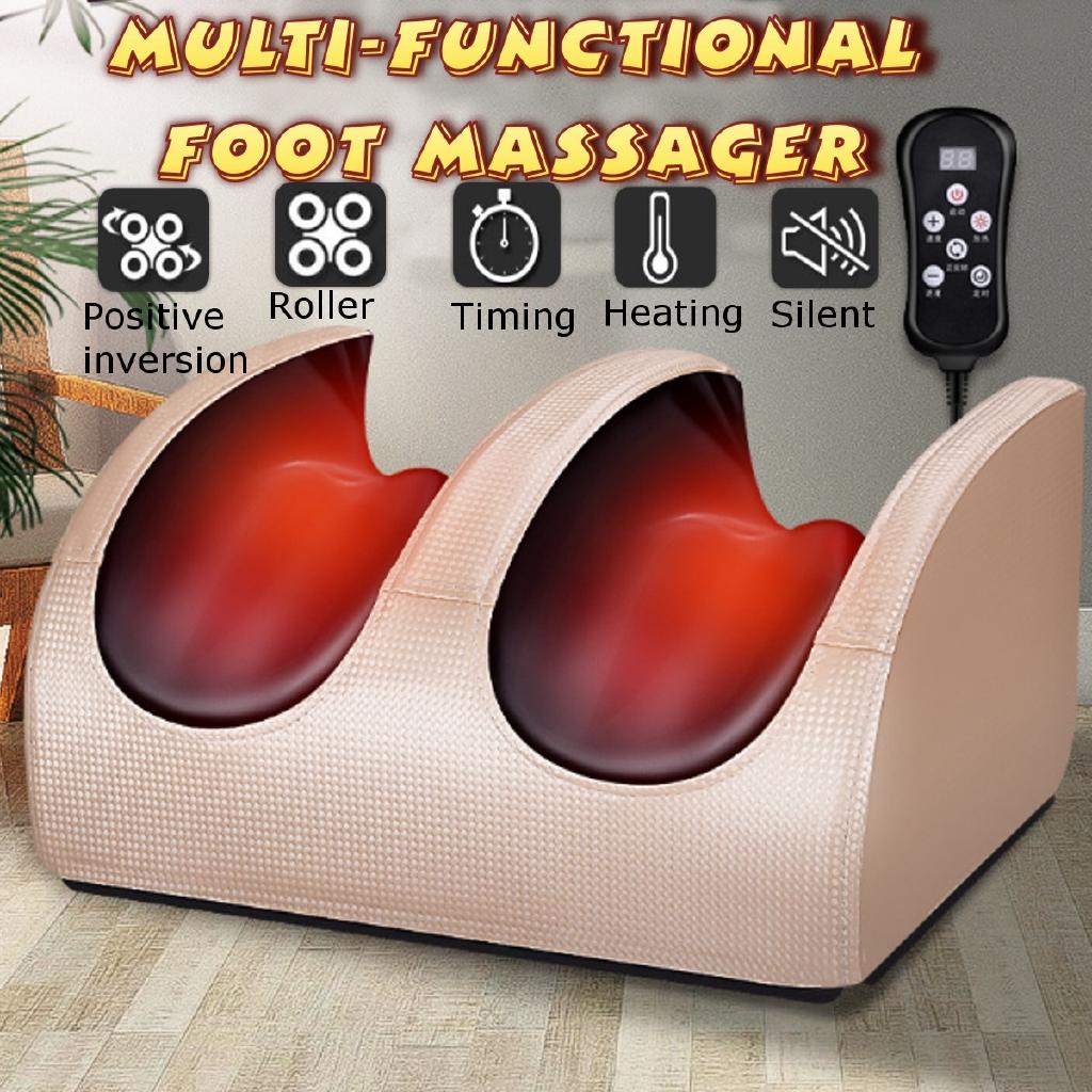 220V Electric Heating Foot Body Massager Relaxation Kneading Roller Vibrator Machine Reflexology Calf Leg Pain Relief Relax