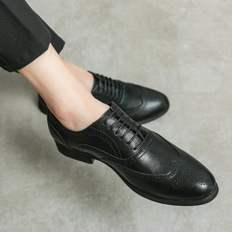 Fashion Italian Brand High Quality Vintage Oxford Shoes Lace Up Engraved Brogue Thick Sole Designer Men's Shoes Business Leather Shoes