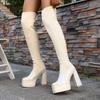 Fashion Women Platform Stretch Knit Sock High Boots Autumn Winter Beige Chunky High Heels Over-the-knee Boots Party Sexy Women's Shoes