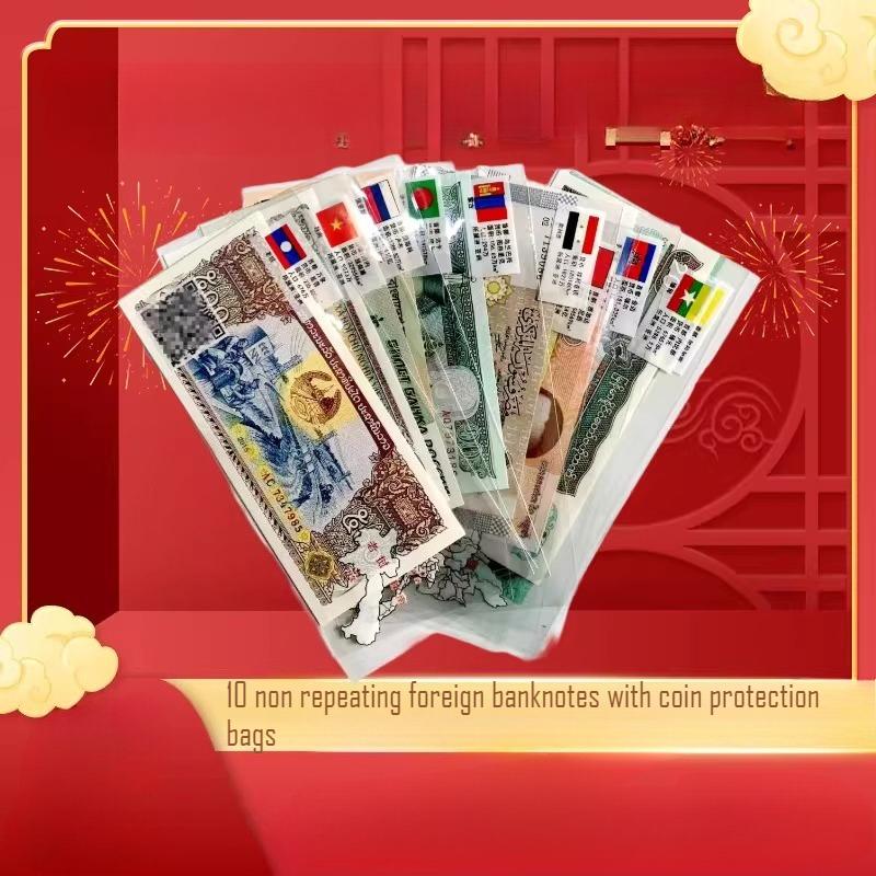 Foreign currency, coins, banknotes from various countries around the world, currency, commemorative coins from different countries, learn collection