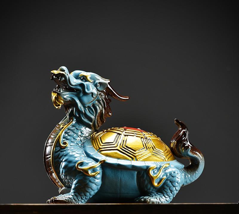 

Креативная керамическая черепаха, украшение для магазина Bagua Dragon Turtle, предметы интерьера, гостиная, магазин, украшения, подарки на открытие офиса