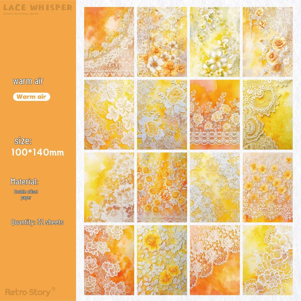 Retro Story Dual-Sided Paper Lace Journal: Whisper Series, 32 Sheets, Color Theme