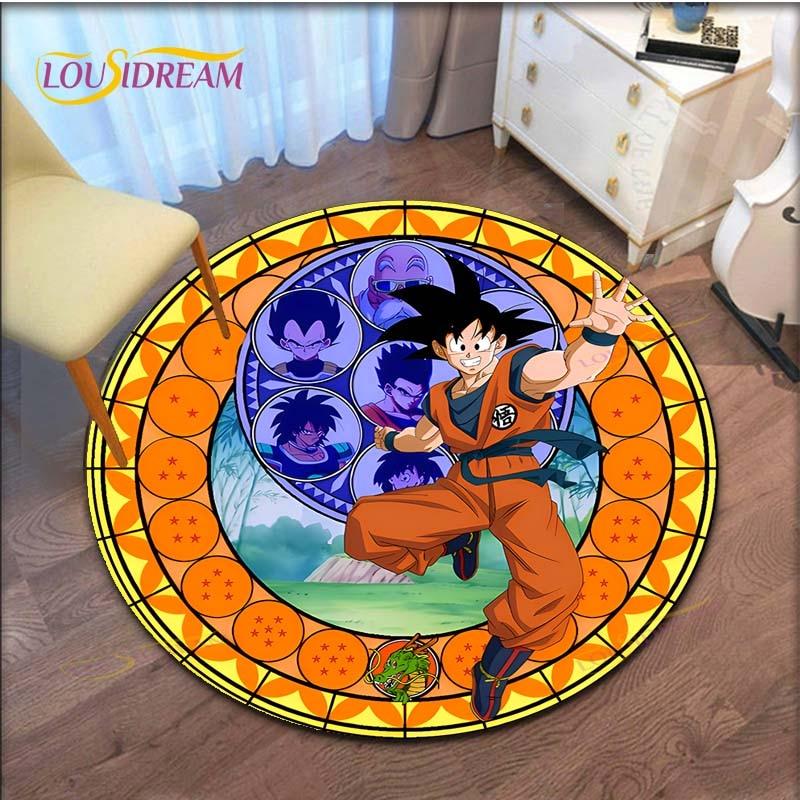GOKU Carpet Cartoon Dragon Ball Non-slip Floormat Area Rug Round Play Mat for Playroom Kidsroom  Rugs for Bedroom