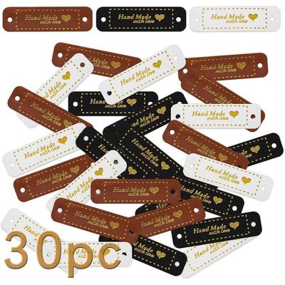 30/20 pezzi Etichette in Pelle Stampa a Caldo Fatte a Mano per Decorazione Cappello & Borsa