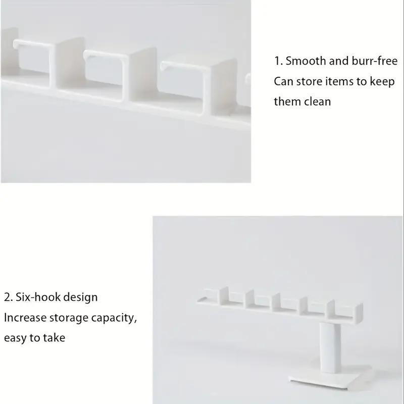 1pc Easy Install Wall-Mounted Hat Rack - Polished Finish, 6-Hook Plastic Storage Organizer for Hats, Headbands, Keys - Multi-Functional Home Accessory