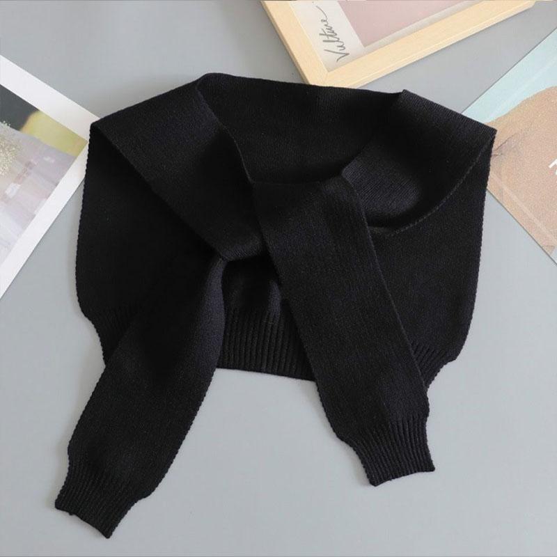 Shawl White Fake Collar Women Detachable Collars Warm Stripe Shoulder Wrap Knit False Collar Scarf Neckline Neckband Faux Col