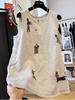 Women's Sleeveless Embroidered Cotton Linen Vest