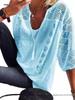 2026 Women's European & American Lace Hollow U-Neck Three-Quarter Sleeve Shirt
