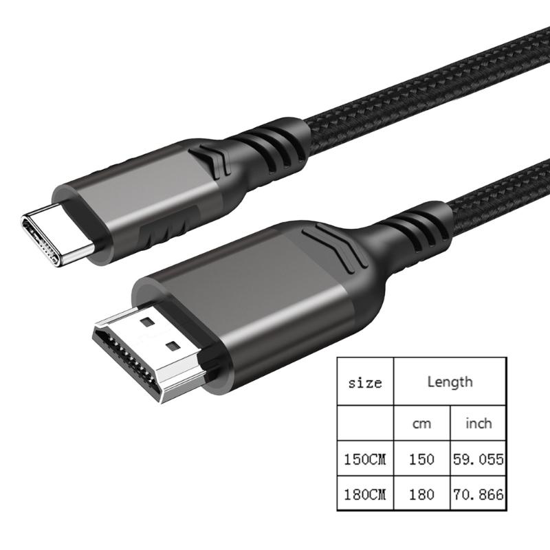 USB C to HDMI-Compatible Cable Converters Wire Supports 4K@60Hz Type C to HDTV Display Adapters Cord