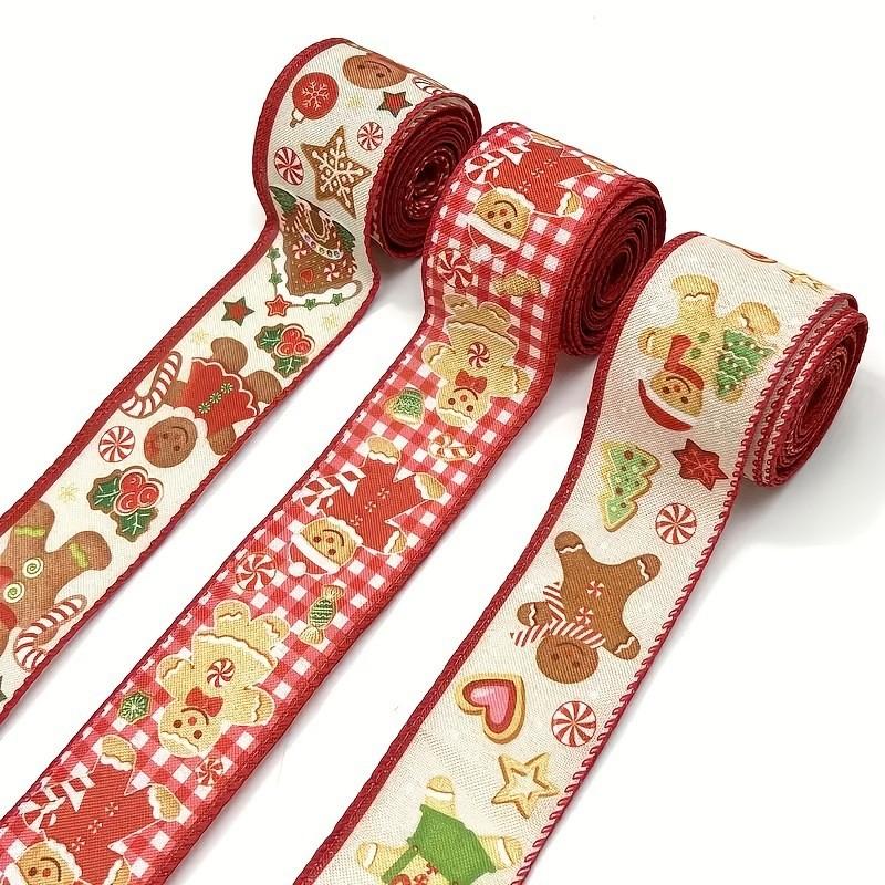 Unique Christmas Decoration Red Burlap Ribbon With Adorable Gingerbread Man Prints For Seasonal Styling