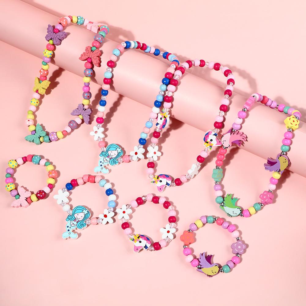Charming Mermaid Necklace & Bracelet Set for Kids – Candy Color & Princess Theme