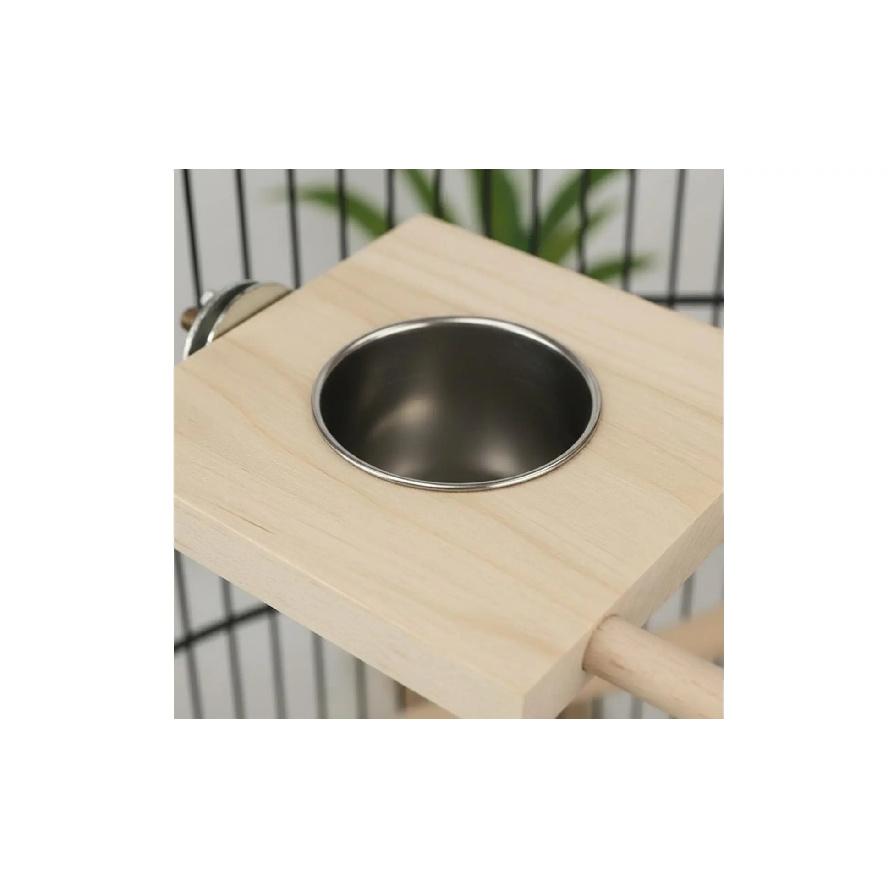 Stainless Steel Enclosure Feeder Cups Easy to Clean Enclosure Mount Feeding Station Avian Feeding Dish with Perch Sturdy &