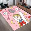 Sailor Moon Flannel Pattern Square Carpet,Area Rug,Carpet Rug for Living Room Bedroom Sofa Playroom Decor,Non-slip Floor Mat