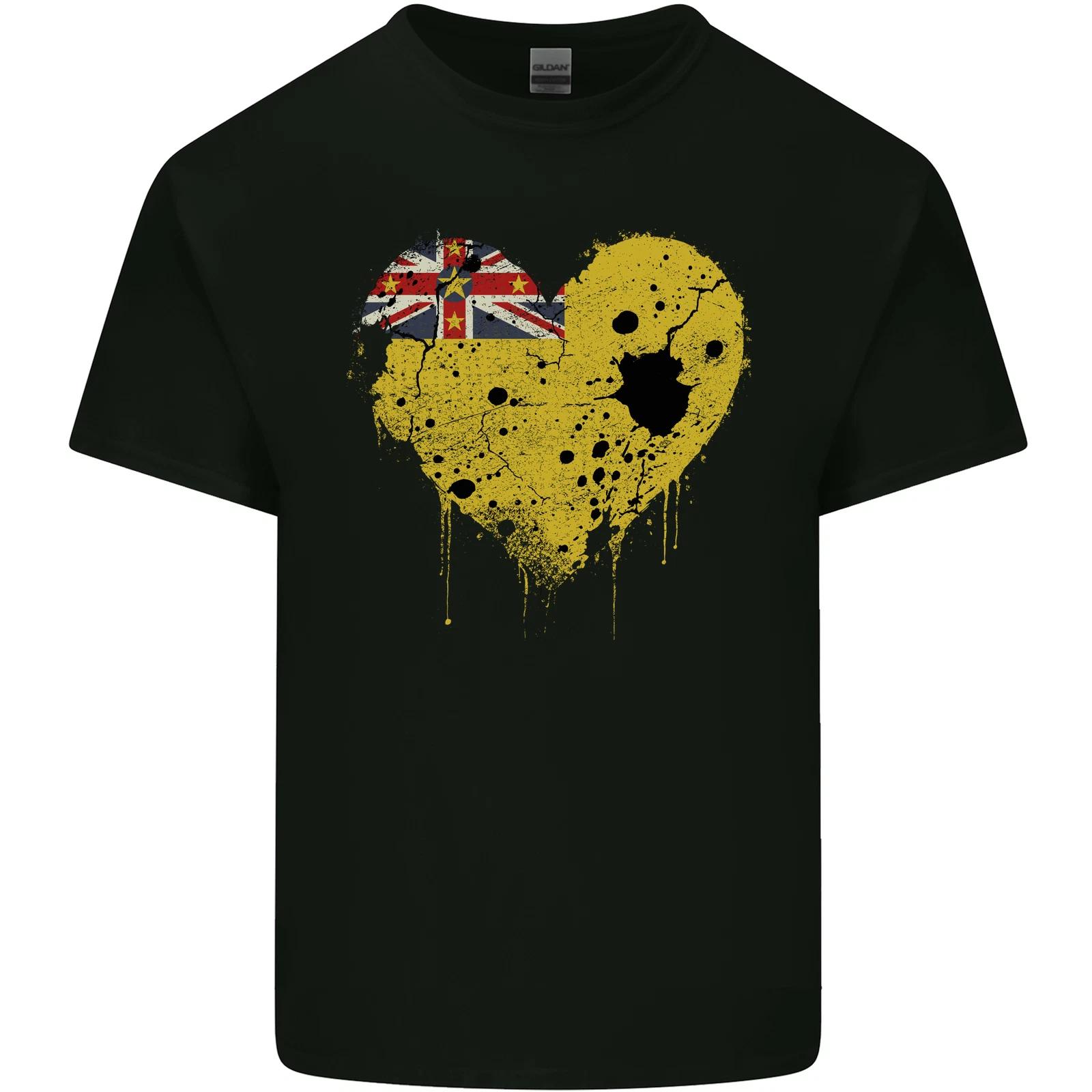 Love Flag Niue Football Kids T-Shirt Childrens 4XL