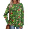 Women's Printed Lightweight Brushed-Cotton Round Neck Top