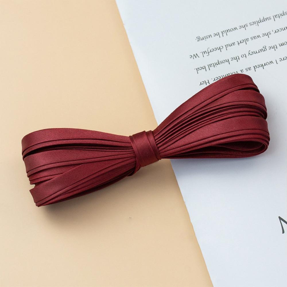 

1CM 10MM Width Cheongsam Piping Trim Sateen Satin Ribbon 4-Fold Iron Free Bias Tape For Clothes Dark red